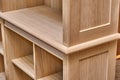 Modern joinery. Wooden bookcases in process of production in workshop. Furniture manufacture