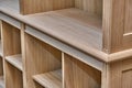 Modern joinery. Wooden bookcases in process of production in workshop. Furniture manufacture