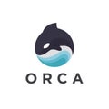 Modern jumping orca killer whale logo icon vector Royalty Free Stock Photo