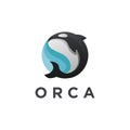 Modern jumping orca killer whale logo icon vector Royalty Free Stock Photo