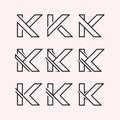 Modern K line art unique Logo Design Set Royalty Free Stock Photo