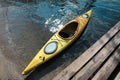 Modern kayak on river, above view. Summer camp activity Royalty Free Stock Photo