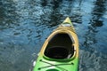 Modern kayak on river, closeup. Summer camp activity Royalty Free Stock Photo