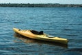 Modern kayak on river. Summer camp activity Royalty Free Stock Photo
