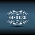 Modern keep cool sign logo badge on a blue background