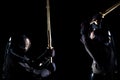 Modern kendo shot on a black background Royalty Free Stock Photo