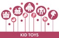 Modern Kid toys Infographic design template with icons. Production of goods for children Infographic visualization in