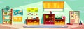 Modern kindergarten empty interior cartoon vector Royalty Free Stock Photo