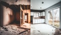 Before And After Of Modern Kitchen Apartment Room In Renovated House Royalty Free Stock Photo