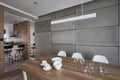 Modern kitchen with beton gray and brown walls