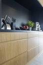 Modern kitchen with black wall Royalty Free Stock Photo