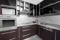 Modern kitchen in black and wenge colors
