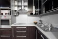 Modern kitchen in black and wenge colors