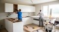 Modern Kitchen Cabinet Installation and Assembly Royalty Free Stock Photo