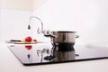 Modern kitchen; cook the induction cooker. Royalty Free Stock Photo