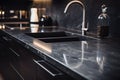 Modern kitchen with dark marble countertop Royalty Free Stock Photo