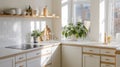 Modern kitchen design showcasebright clean space with white counters and natural light for home inspiration Royalty Free Stock Photo