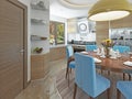 Modern kitchen dining room in the style of kitsch. Royalty Free Stock Photo