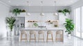 Modern Kitchen With Marble Counter Top and Bar Stools Royalty Free Stock Photo