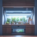 Modern Kitchen with Fresh Produce and Herbs