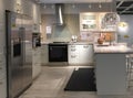 Modern kitchen design with counter at furnishing store IKEA