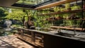 A modern kitchen with a glass wall HD glass wall mockup 1920 * 1080 background