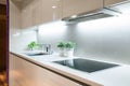 Modern kitchen with induction hob Royalty Free Stock Photo