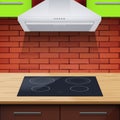 Modern kitchen with Induction hobs and hood Royalty Free Stock Photo