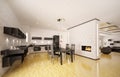 Modern kitchen interior 3d render