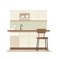 Modern Kitchen Interior: Flat Style Furniture