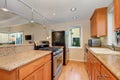 Modern kitchen interior with granite counter tops. Royalty Free Stock Photo