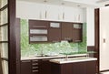 Modern Kitchen interior with hardwood furniture