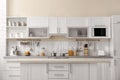 Modern kitchen interior with houseware Royalty Free Stock Photo