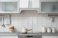 Modern kitchen interior with houseware Royalty Free Stock Photo