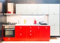 Modern kitchen interior shot with studio light Royalty Free Stock Photo
