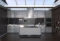 Modern kitchen interior with smart appliances in black color coordination