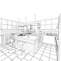 Modern Kitchen Interior Vector. Isolated Illustration On White Background.