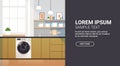modern kitchen interior with washing machine home appliances concept horizontal copy space Royalty Free Stock Photo