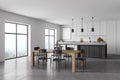 Modern kitchen interior with white gray walls Royalty Free Stock Photo