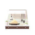 Modern Kitchen Oasis: Vector Illustration of Kitchen Interior with Furniture and Utensils