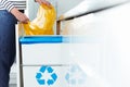 Modern kitchen with recycling bin Royalty Free Stock Photo