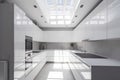 Modern Kitchen with Skylight - Interior Design Perspective Royalty Free Stock Photo