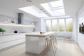 Modern Kitchen with Skylight - Interior Design Perspective Royalty Free Stock Photo