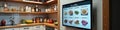 Modern kitchen with smart display showing recipe ingredients in cozy setting Royalty Free Stock Photo