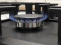 Modern kitchen stove cook with blue flames Royalty Free Stock Photo