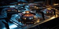 Modern kitchen stove cook with flames burning. Generative AI Royalty Free Stock Photo