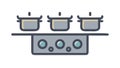 Modern Kitchen Stovetop with Multiple Cooking Pots, vector design Generative AI Royalty Free Stock Photo