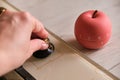 Modern kitchen timer apple shaped on the kitchen Royalty Free Stock Photo