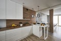 Modern kitchen with white and brown walls