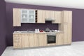 Modern kitchen, wooden furniture, simple and clean Royalty Free Stock Photo